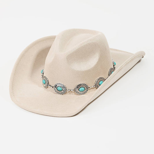 Turquoise Oval Stone Strap Western Hat