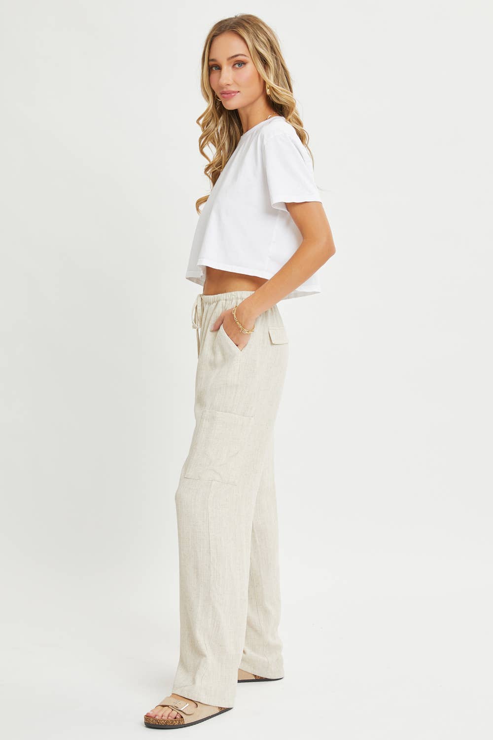Linen Draw-String Pants w Pockets