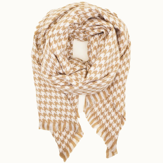 Oversized Houndstooth Blanket Scarf