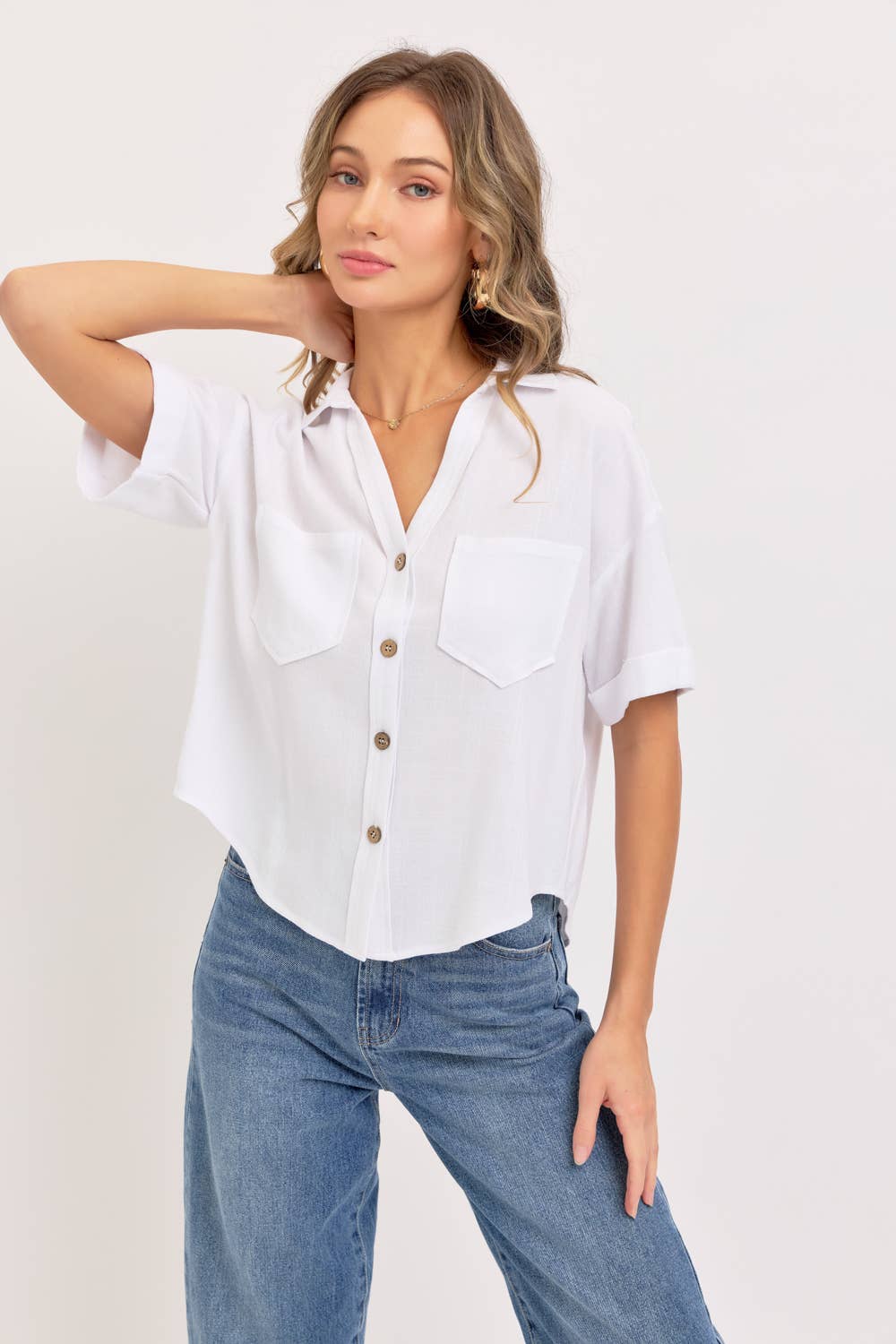 Linen Casual Button Top