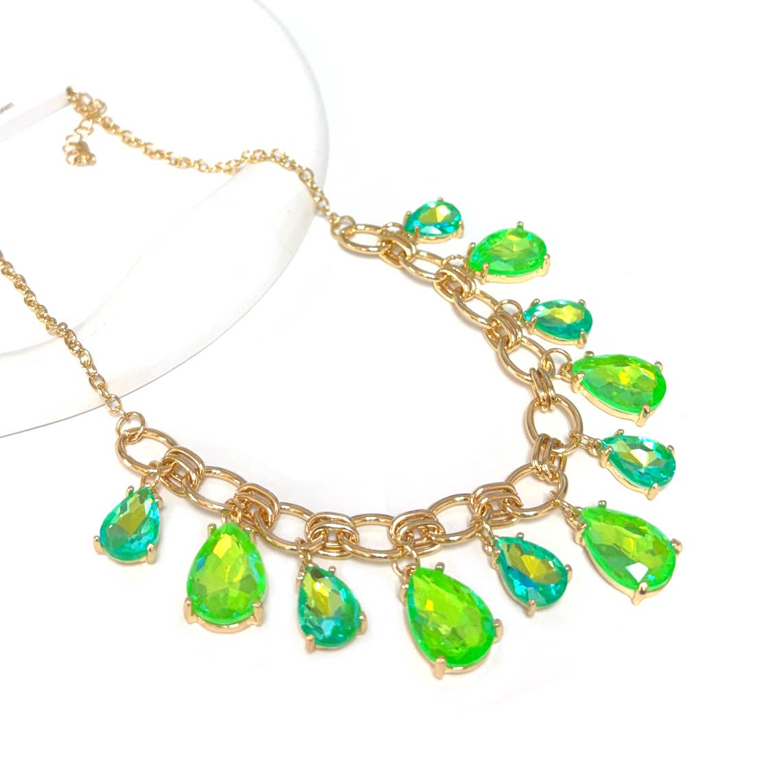Sparkly Pink Teardrop Crystal Glass Charms Paparazzi Necklace