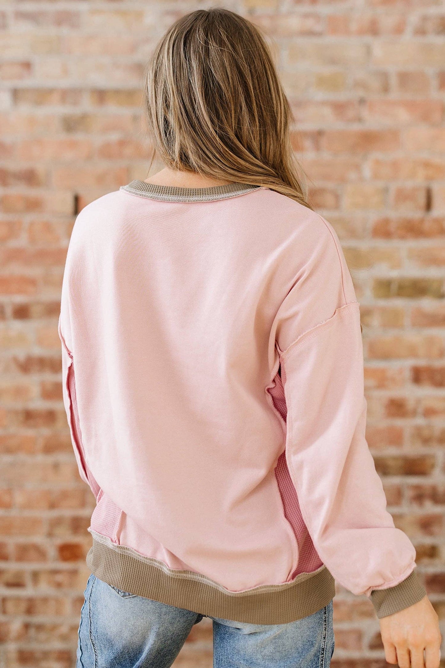 Pink Lina Patchwork Oversized Sweatshirt