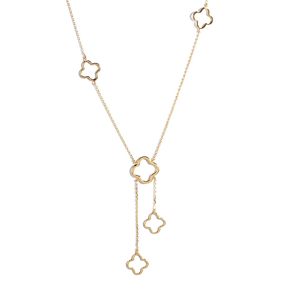 Gold Dipped Quatrefoil Station Necklace