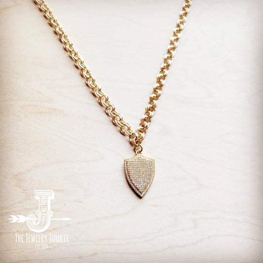 **Chain Necklace w/ Crystal Pave Cross Pendant 258af