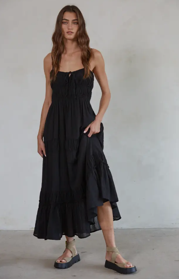 Cotton Front Tie Woven Dress