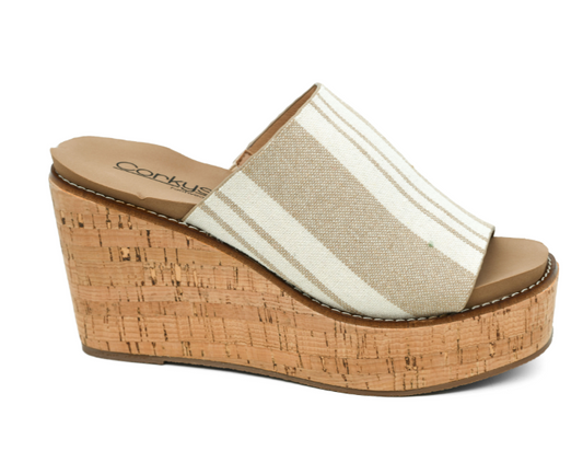 Tan Striped Wedge