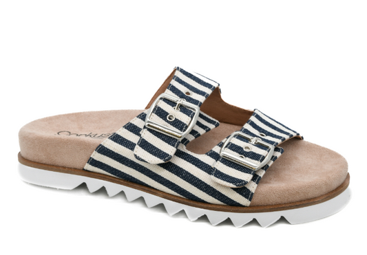 Dash-Navy Natural Stripe Slide