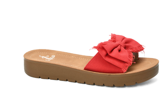 Spray Tan-Red Canvas Slides