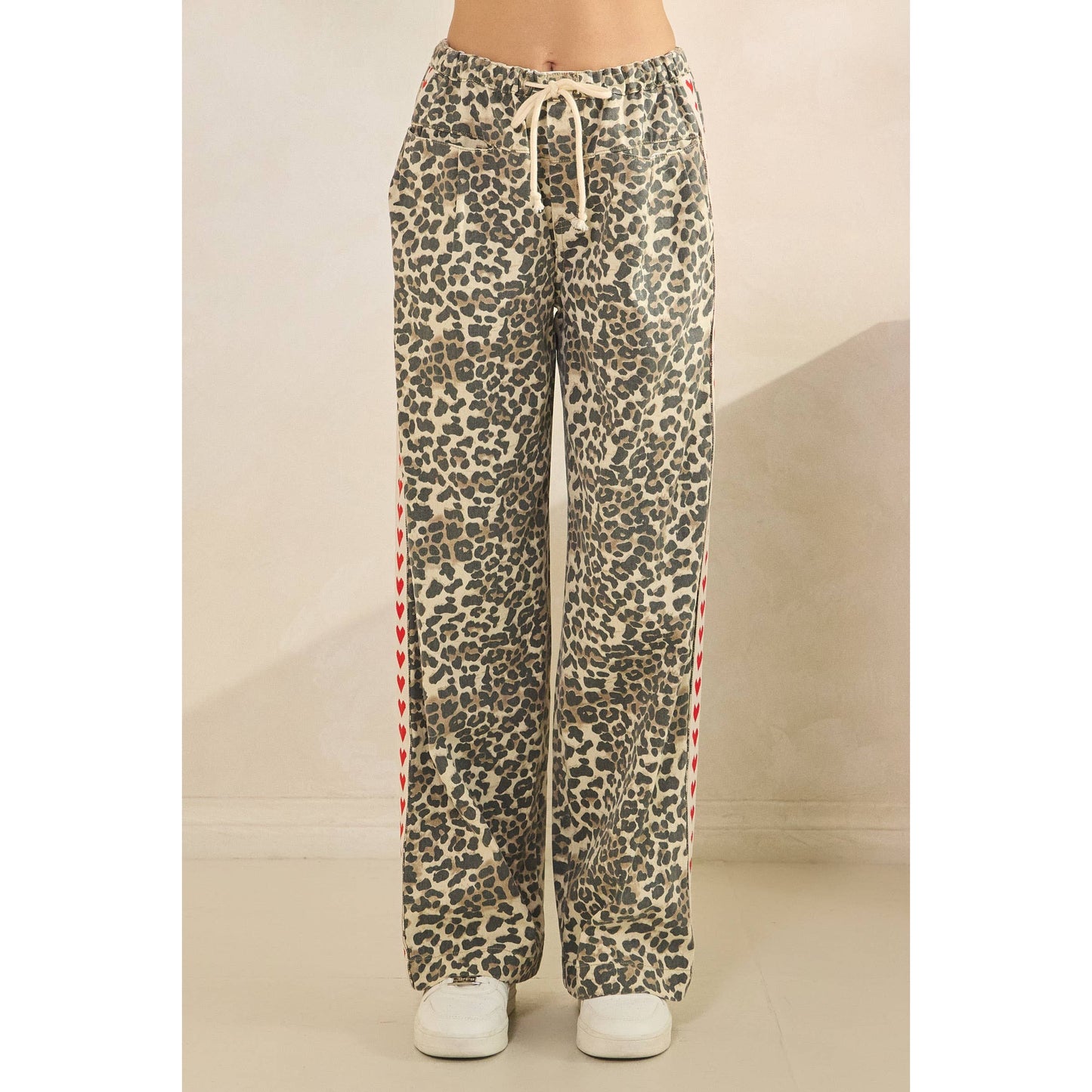 Leopard Star Striped Wide Legged Pants