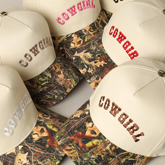COWGIRL Lettering Embroidery Camo Cap