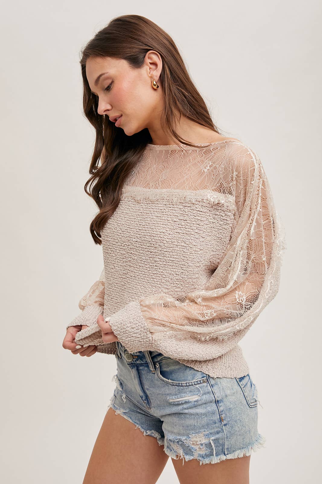 BOAT NECK LACE SWEATER