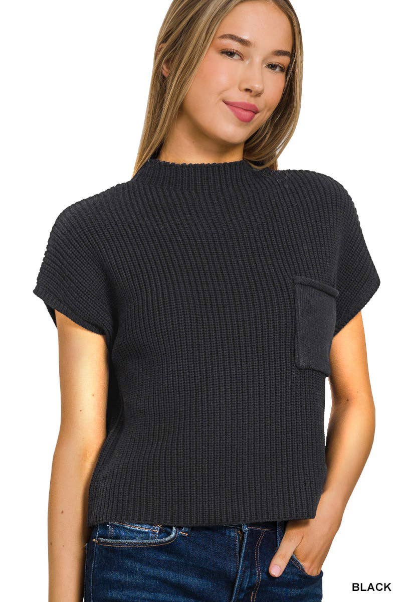 Pnk  Short Sleeve Crop Sweater