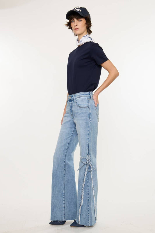 Flare Frayed Bow Jeans