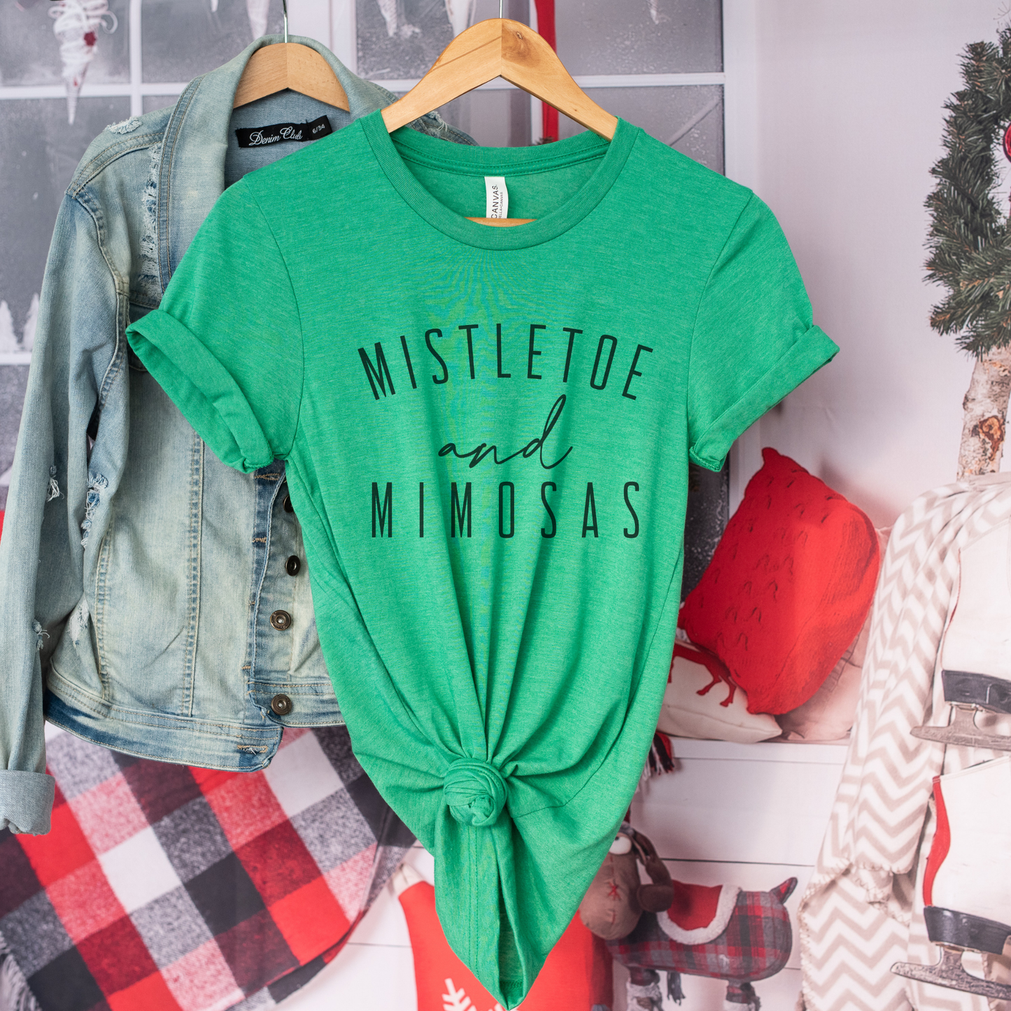 Mistletoe and Mimosas Women's Christmas Tee