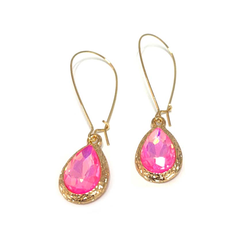 Teardrop Glass Crystal Bead with Kidney Wire Earrings