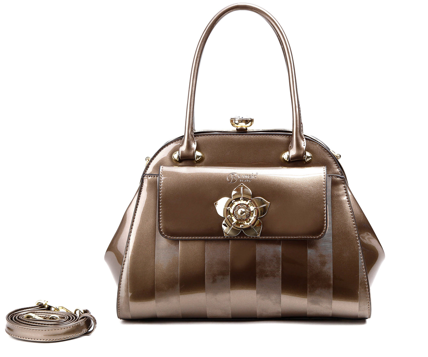 Brangio Italy Elegant Patent Leather Handbag 