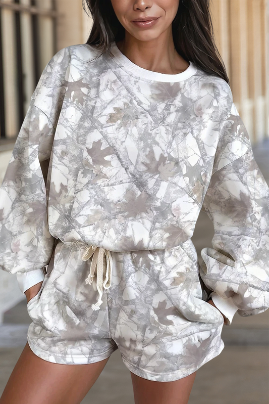 Abstract Camo Sweatshirt Set