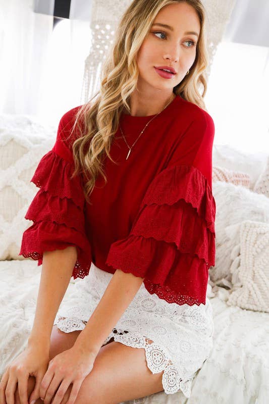 Knit Jersey With Layered Lace Trim