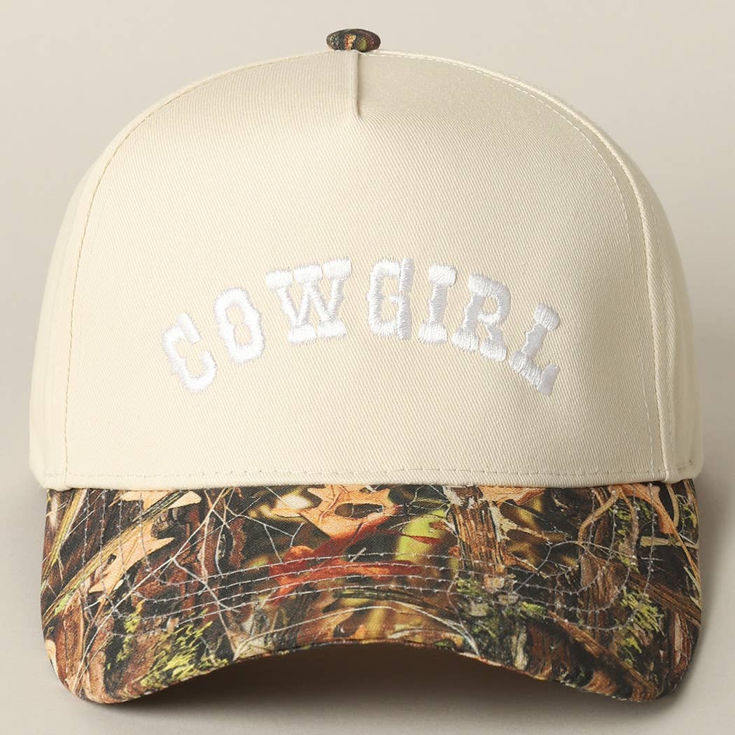 COWGIRL Lettering Embroidery Camo Cap