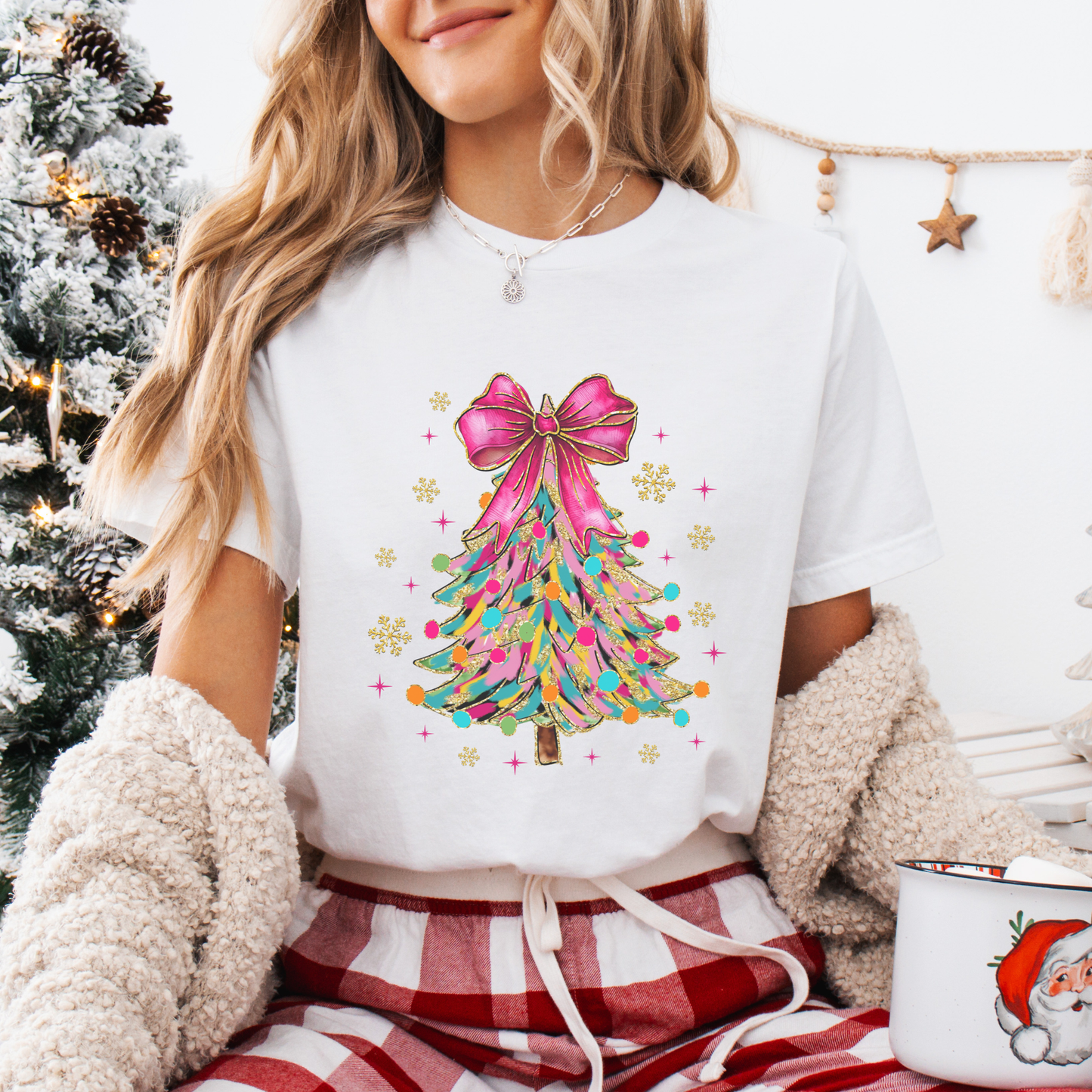 Bright Colorful Christmas Tree Graphic Tee