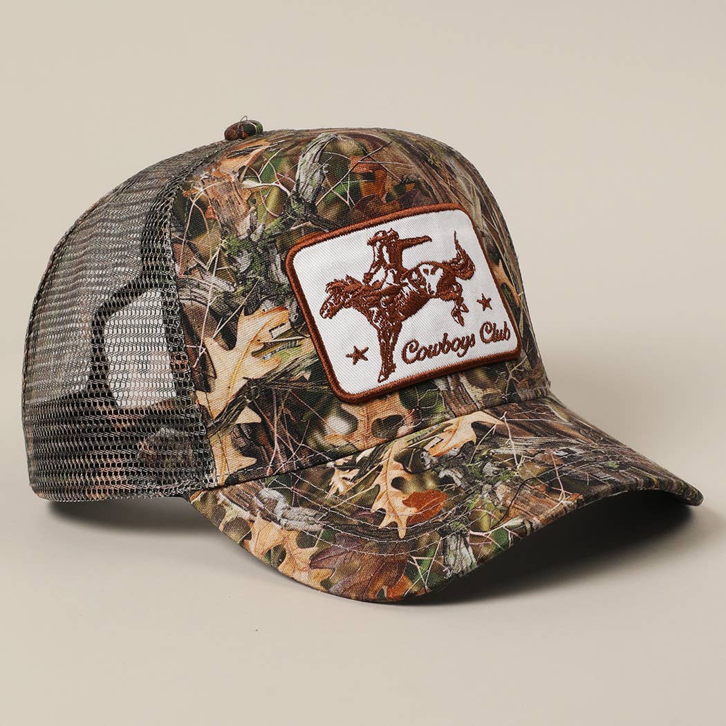 Cowboy and Horse Embroidery Patch Mesh Cap