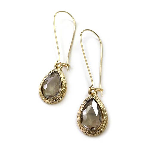 Teardrop Glass Crystal Bead with Kidney Wire Earrings
