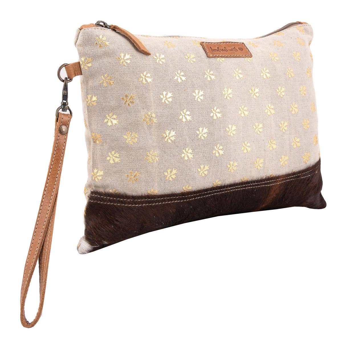 Canvas Leather & Cowhide Metallic Print Women's Utlity Bag