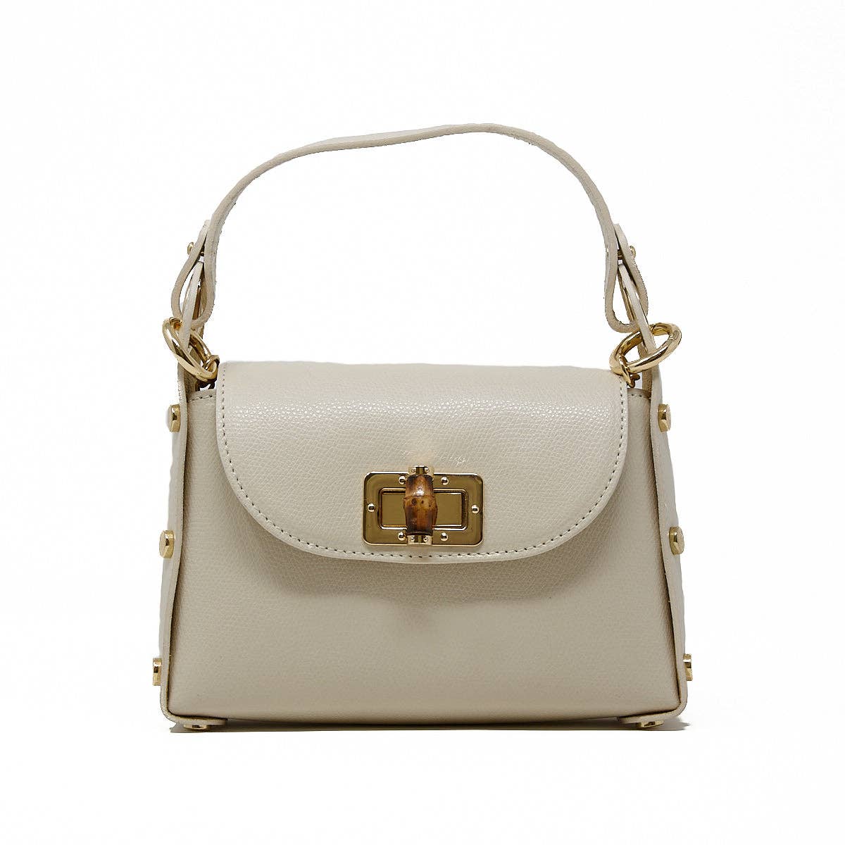 GF1075 GENUINE ITALIAN LEATHER  BAMBOO CLASP, CROSSBODY BAG
