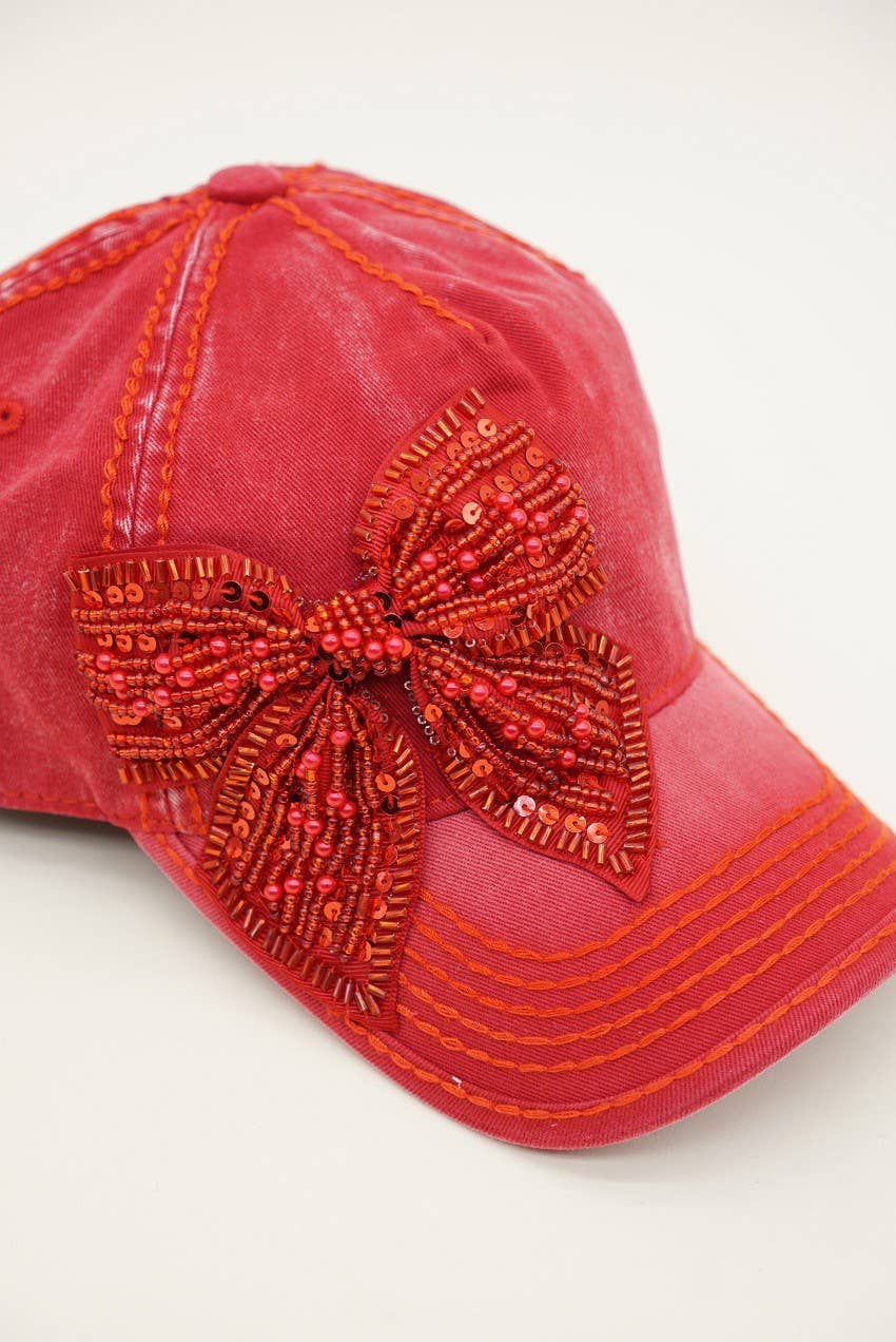 Bejeweled Bow red cap