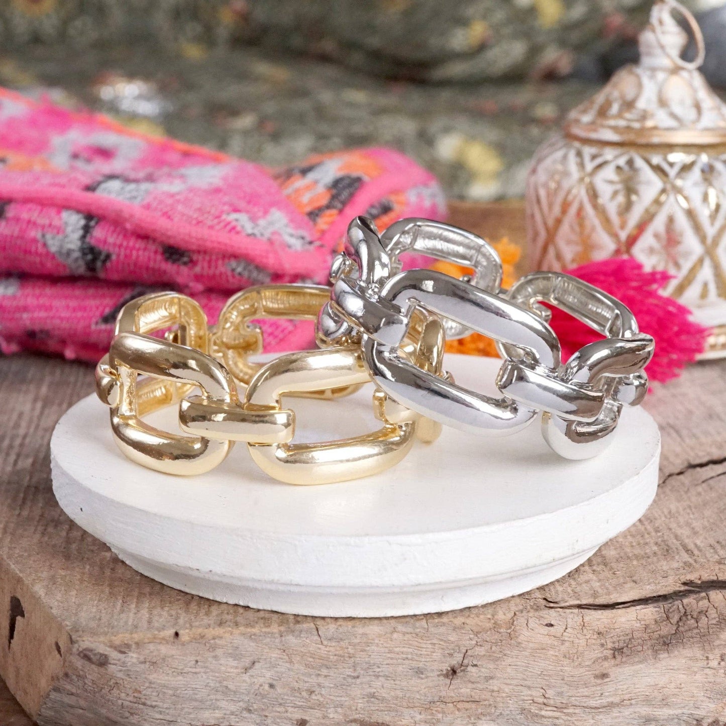 Chunky Chain Statement  Bangle Bracelet in gold