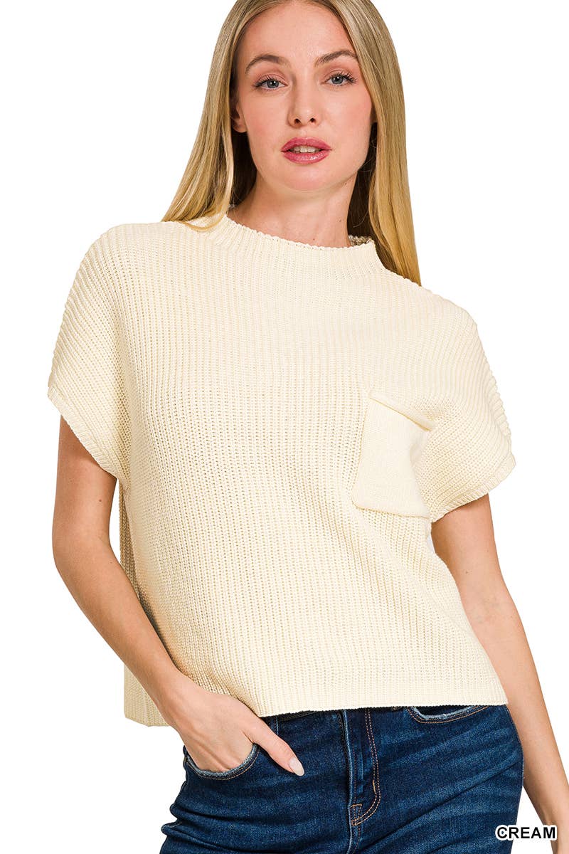 Pnk  Short Sleeve Crop Sweater