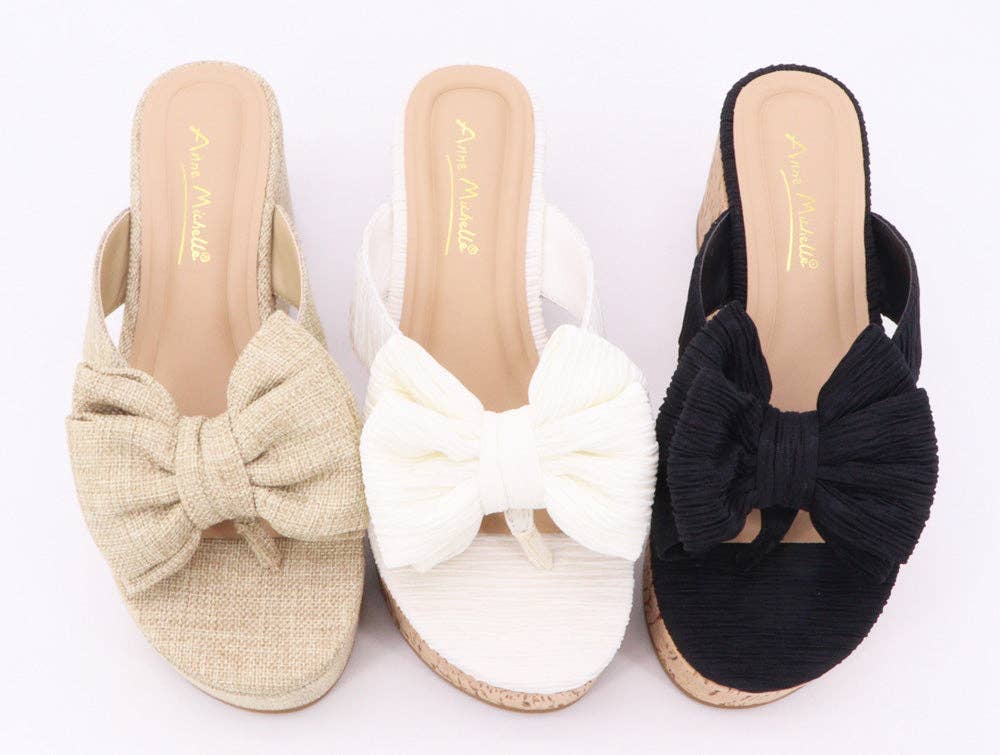 White Bow Wedge Sandal