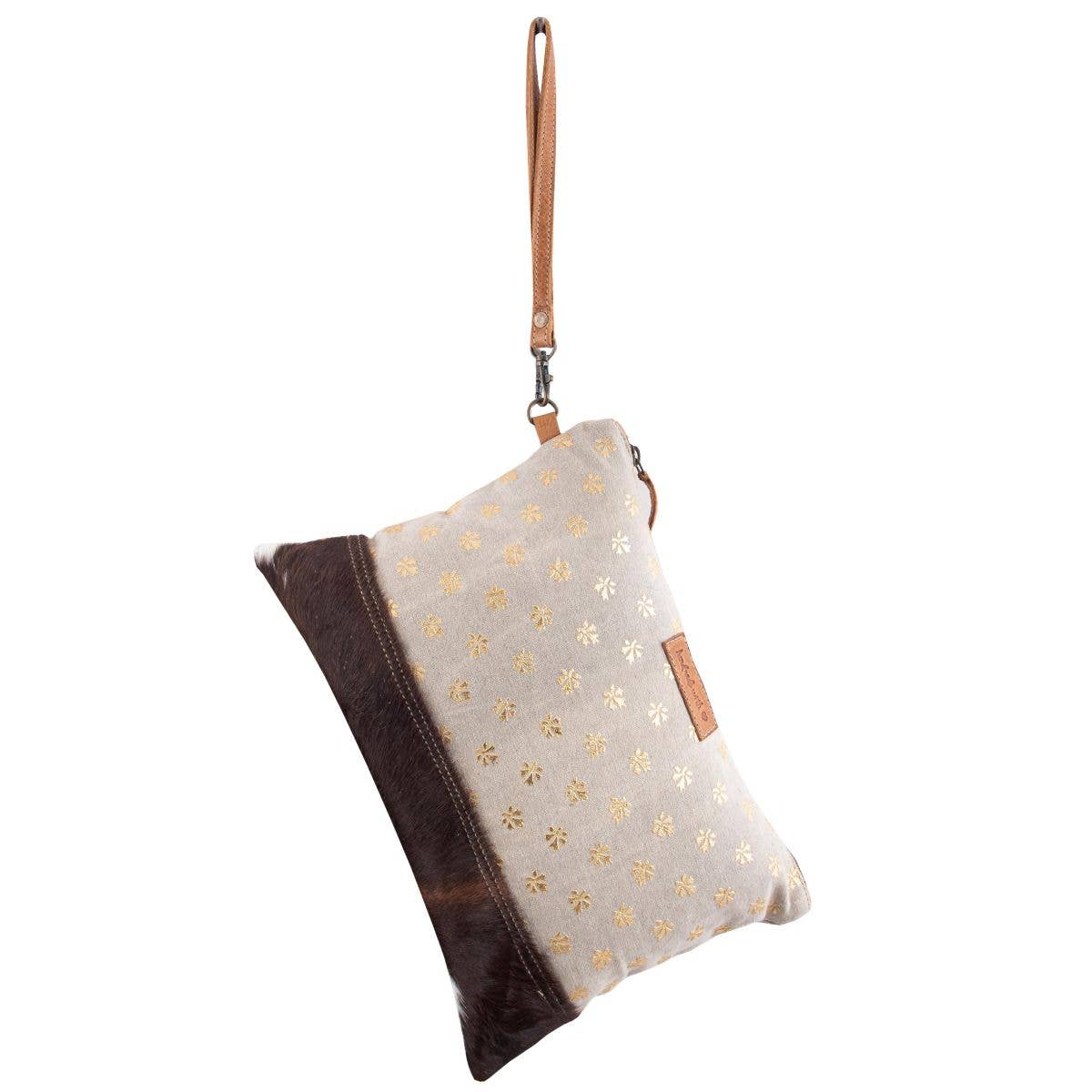 Canvas Leather & Cowhide Metallic Print Women's Utlity Bag