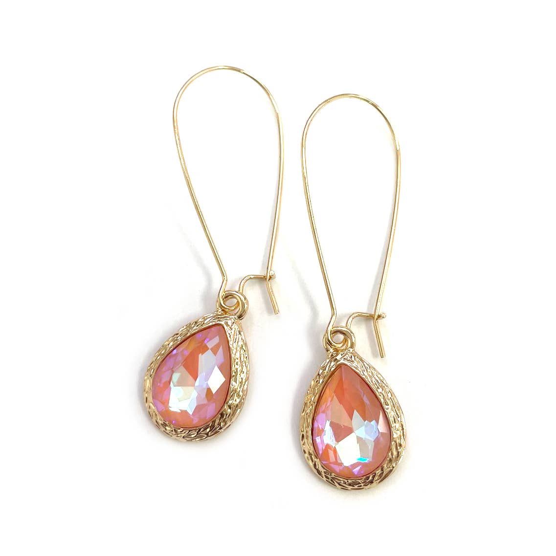 Teardrop Glass Crystal Bead with Kidney Wire Earrings