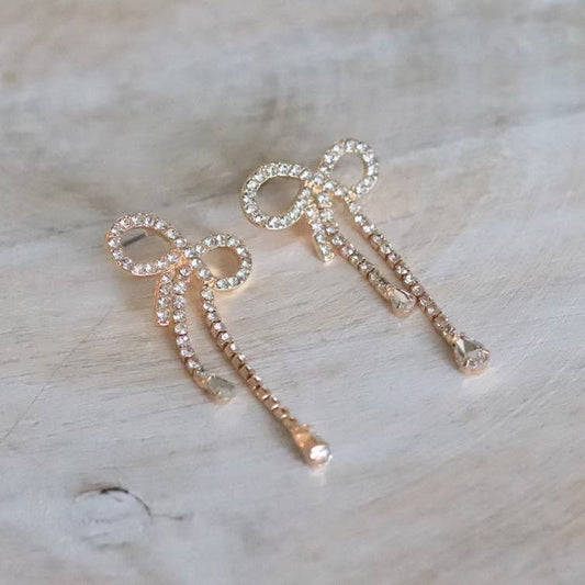 CZ Ribbon Drop Earrings