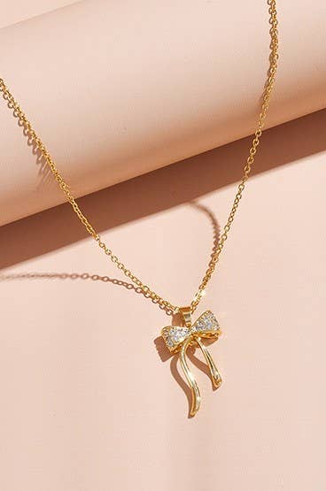 18K Gold Dipped Bow Necklace