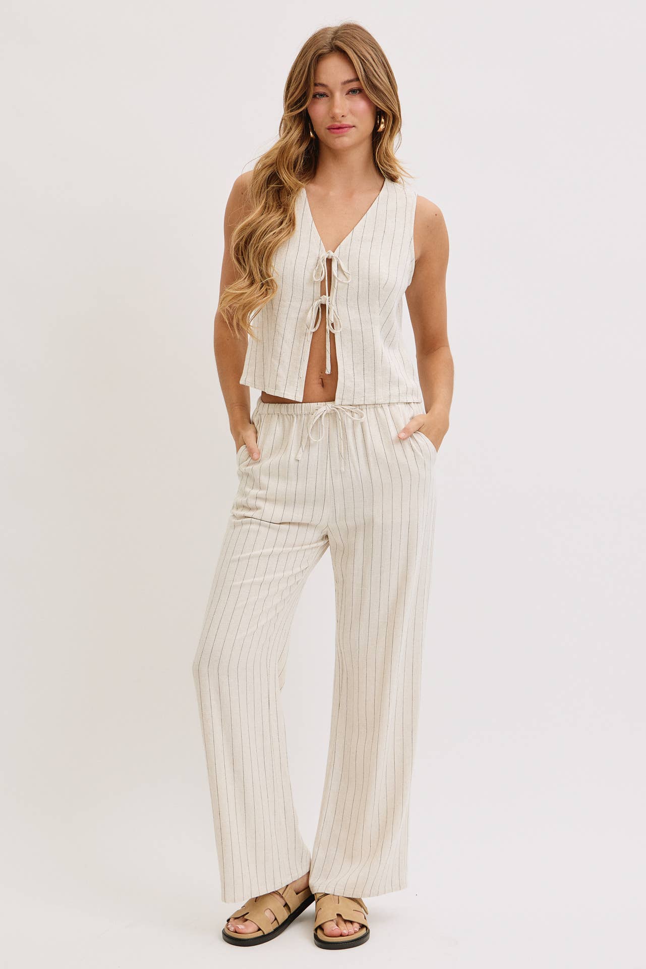 Front Tie Linen Top