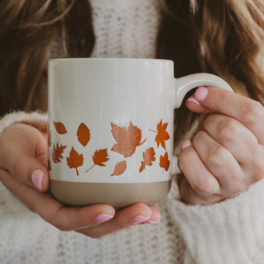Fall Leaves Stoneware Coffee Mug