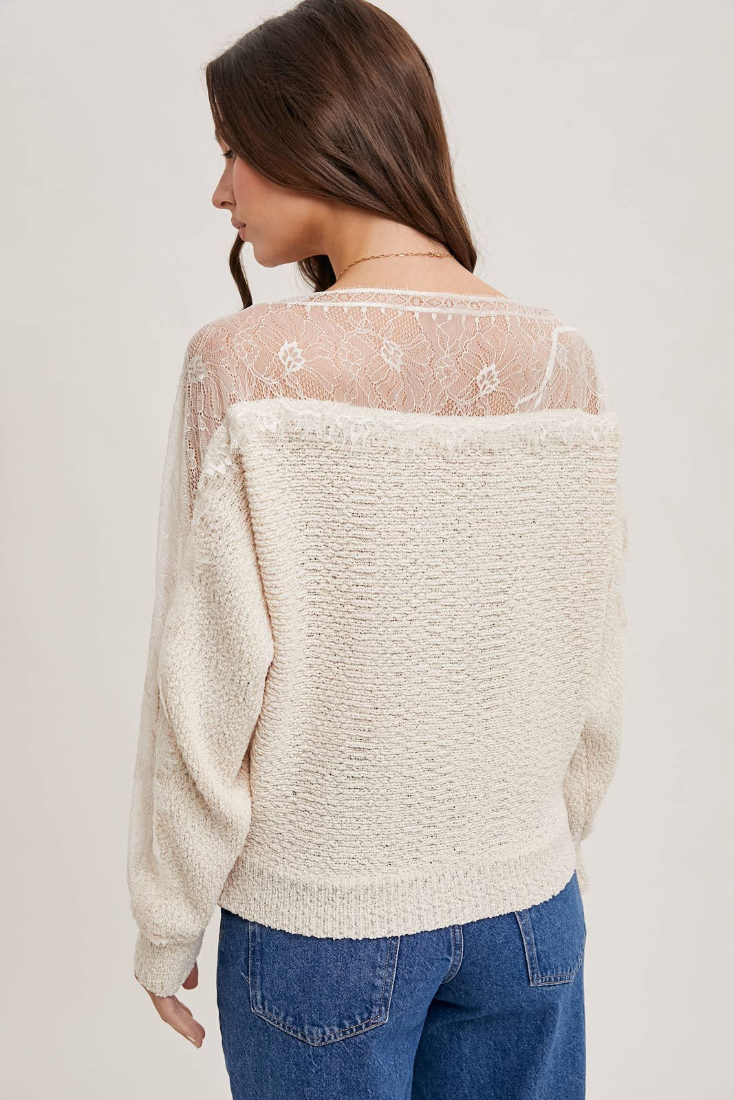 BOAT NECK LACE SWEATER