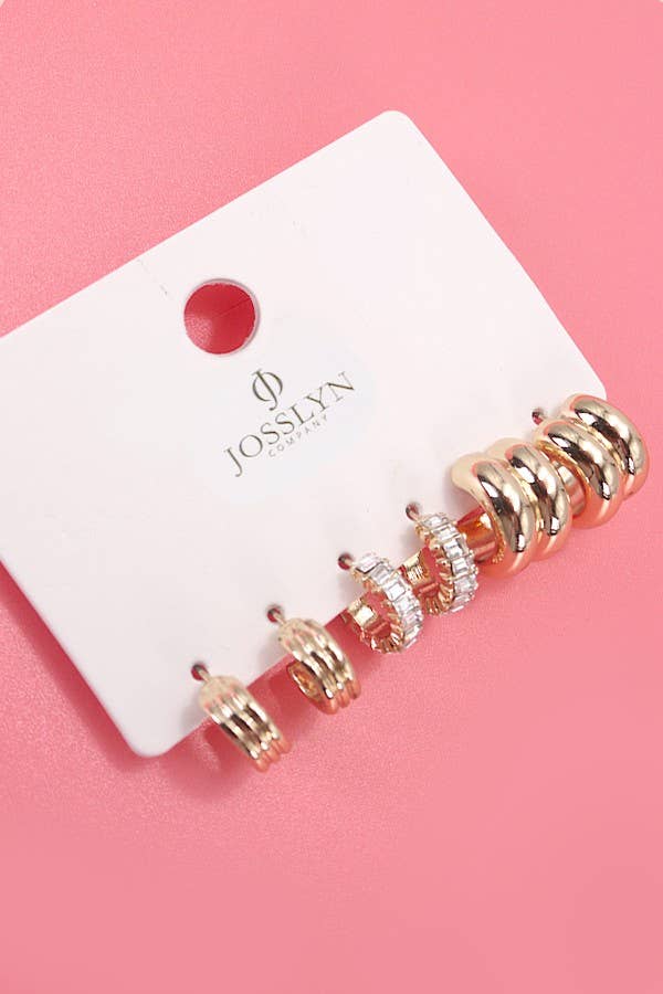 DOUBLE HOOP HUGGIE TRIO EARRINGS |