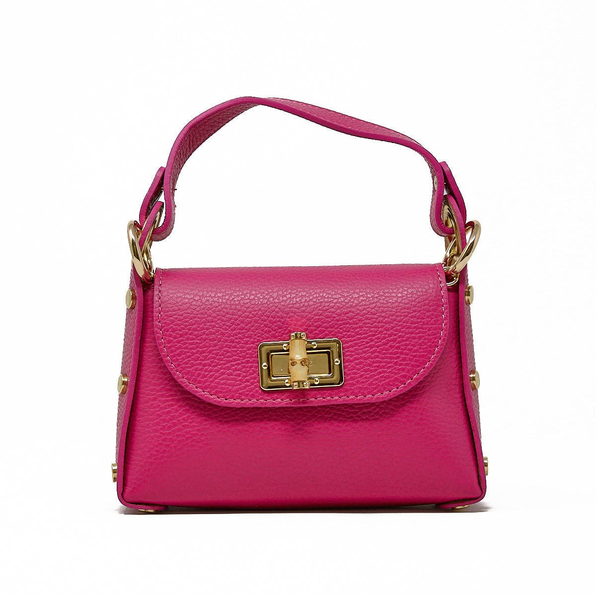 GF1075 GENUINE ITALIAN LEATHER  BAMBOO CLASP, CROSSBODY BAG