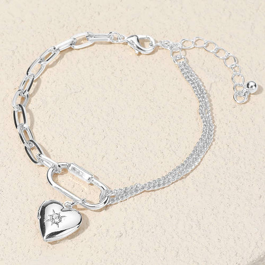 Heart Locket Carabiner Charm Bracelet