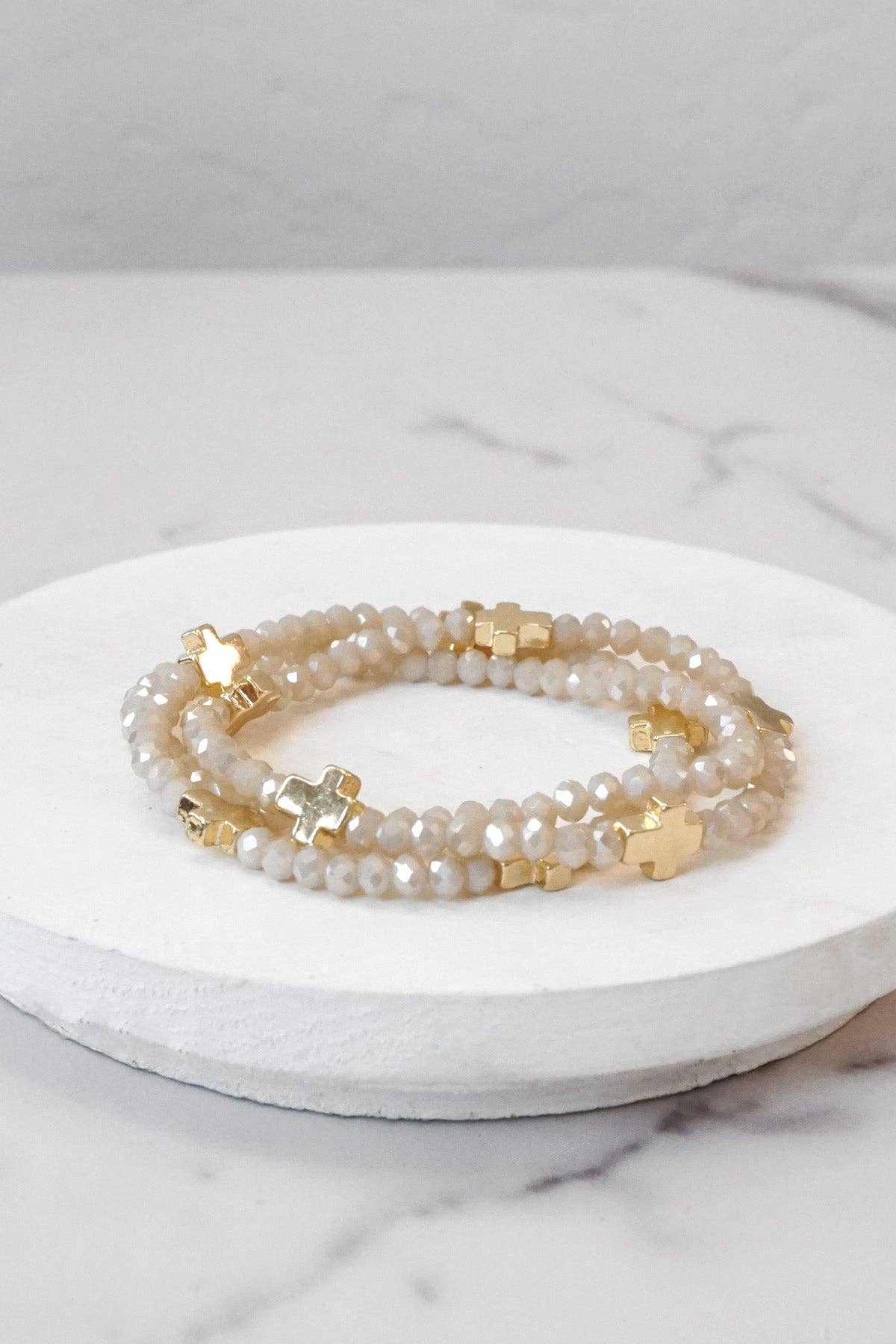 Mini Sideways Cross Bracelet stack Glass