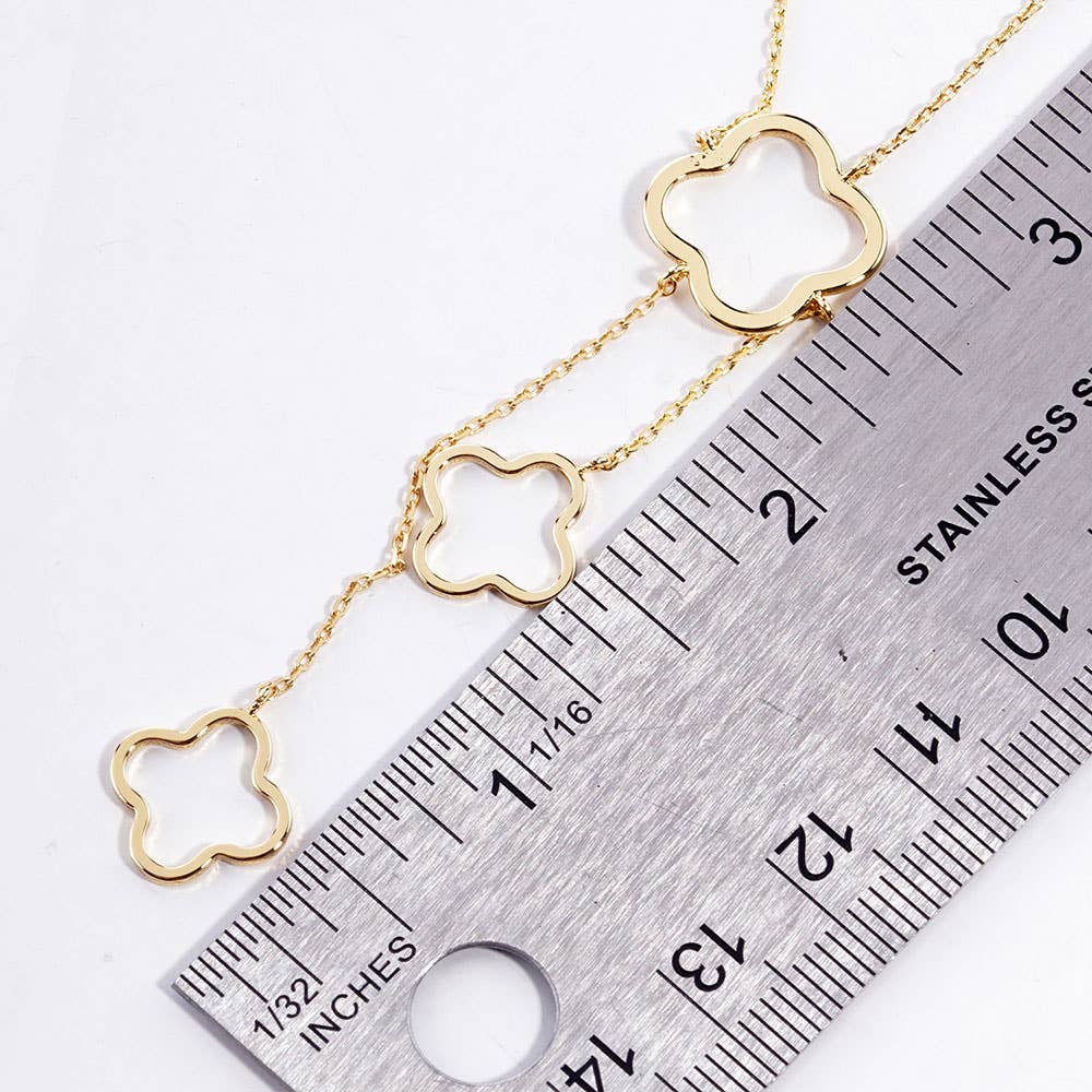 Gold Dipped Quatrefoil Station Necklace