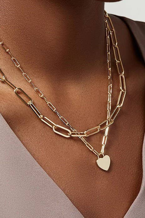 Dainty Heart Layered Gold Dipped Necklace