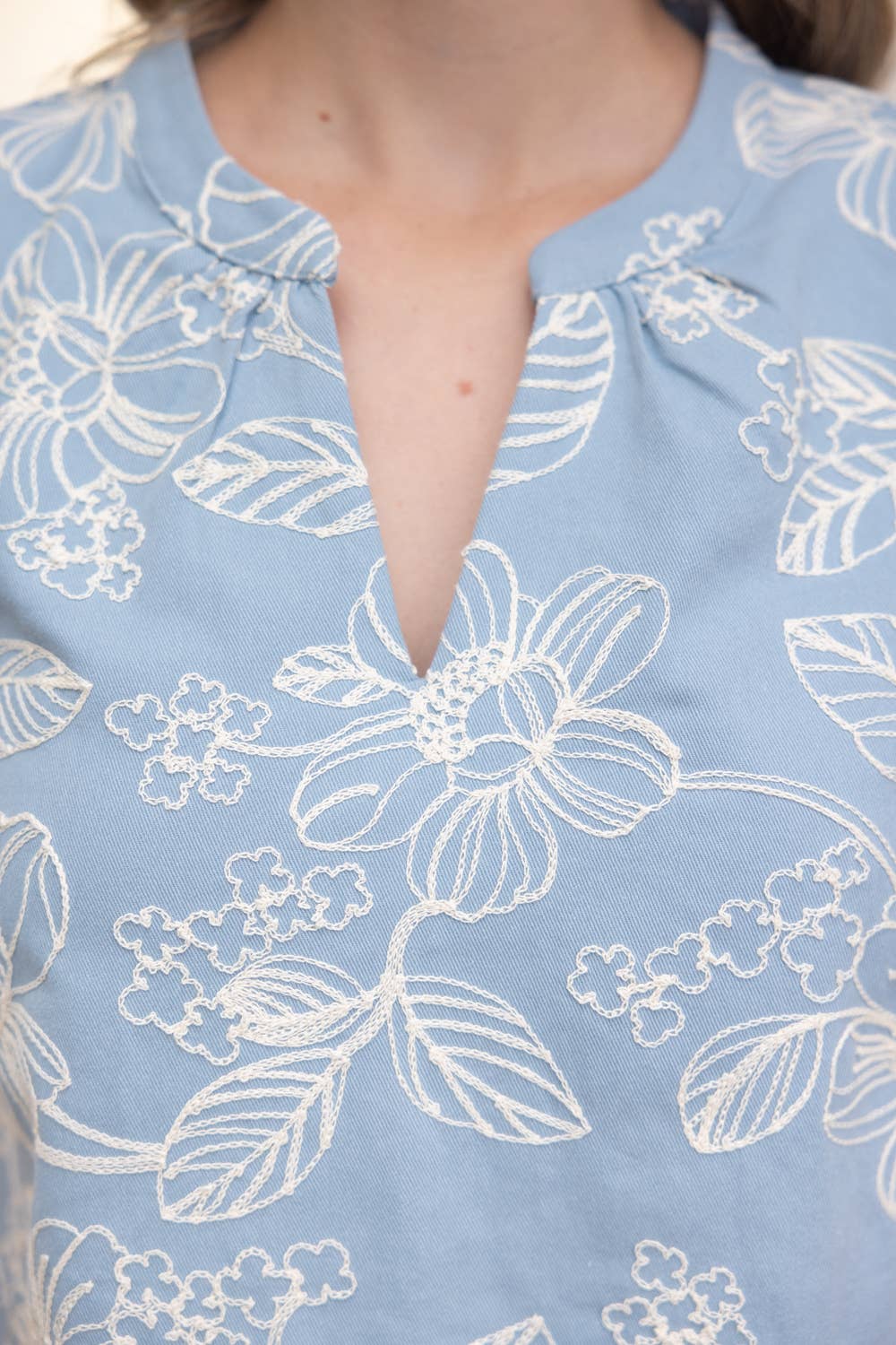 Fringe Detail Floral Embroidered Dress