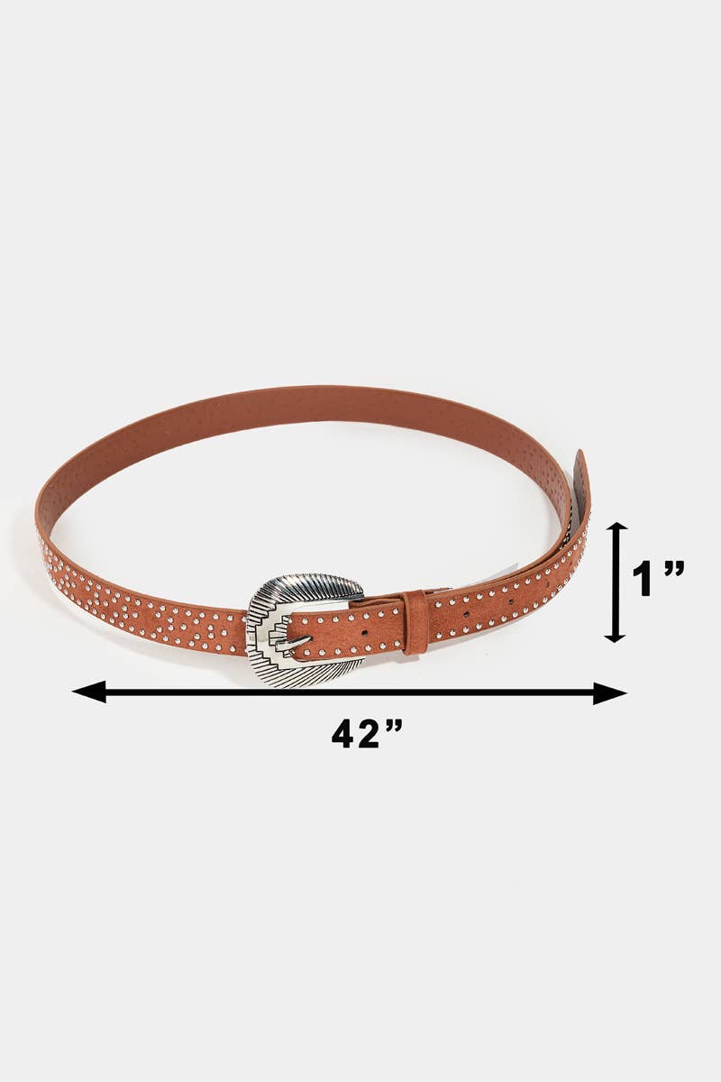 Studded Western Faux Leather Belt