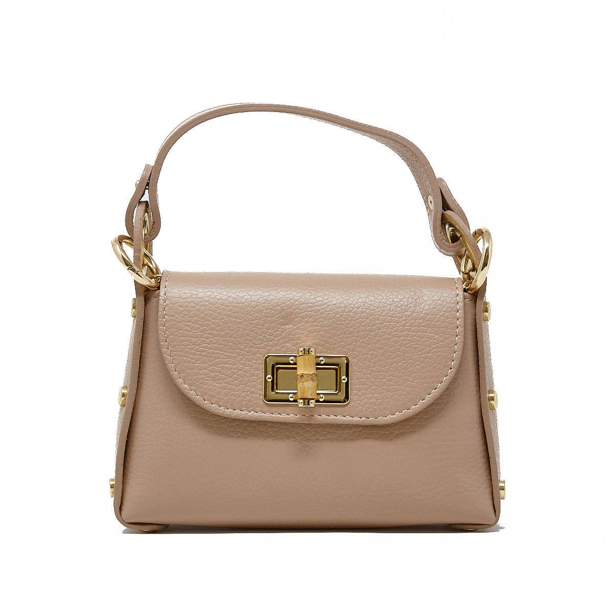 GF1075 GENUINE ITALIAN LEATHER  BAMBOO CLASP, CROSSBODY BAG