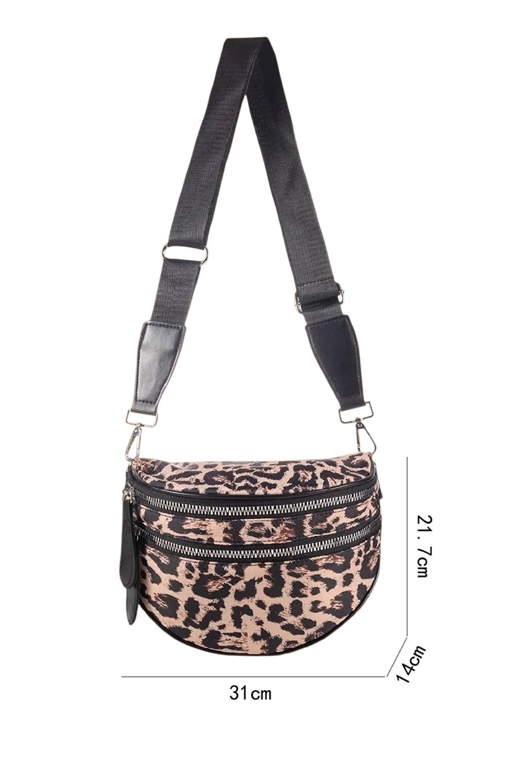Camo / Polka Dot Print Gold Chain Strap Zipper Crossbody Bag