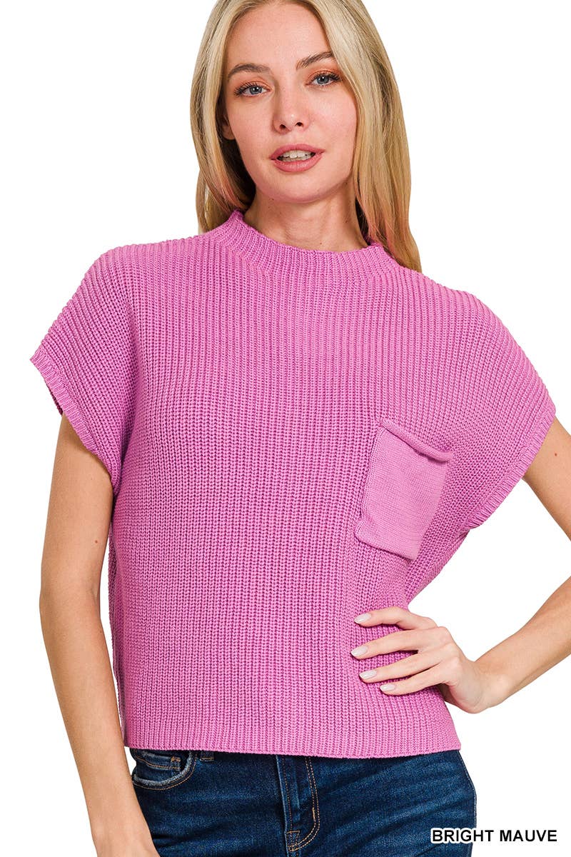 Pnk  Short Sleeve Crop Sweater